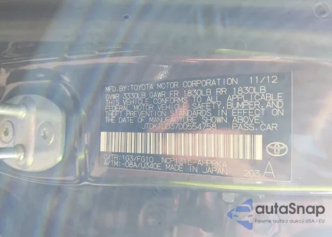 2013 Toyota Yaris Le from USA, damaged, VIN JTDKTUD37DD554758